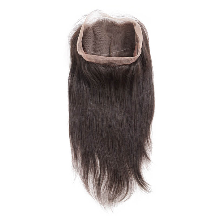 Ubehandlet Virgin Hair Silkeaktig Straight 360 Lace Frontal Black Color 0