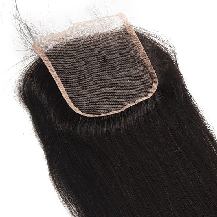 Hot salg Virgin Straight Hair 4x4 Lace Closure Back 0