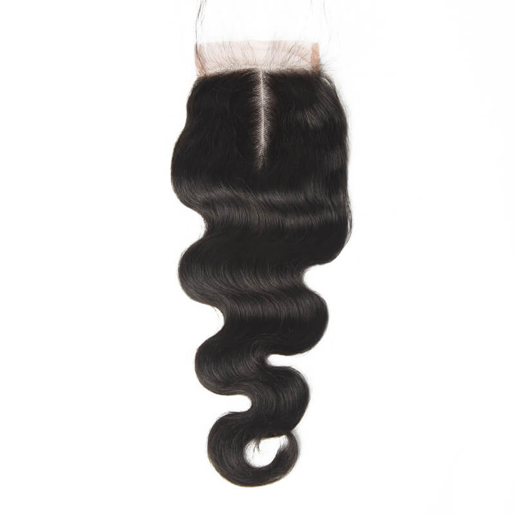 4*4 Obehandlat Virgin Hair Body Wave Spetsförslutning Naturlig färg 1