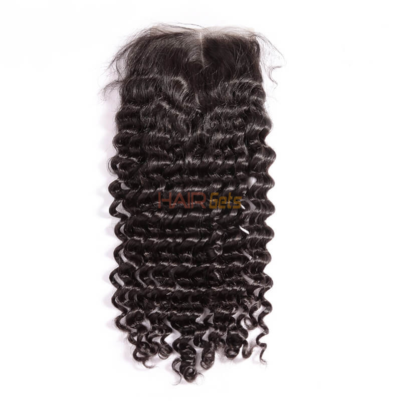 Fecho de cabelo brasileiro macio como seda, fechamento de renda de onda profunda 4x4 polegadas 2