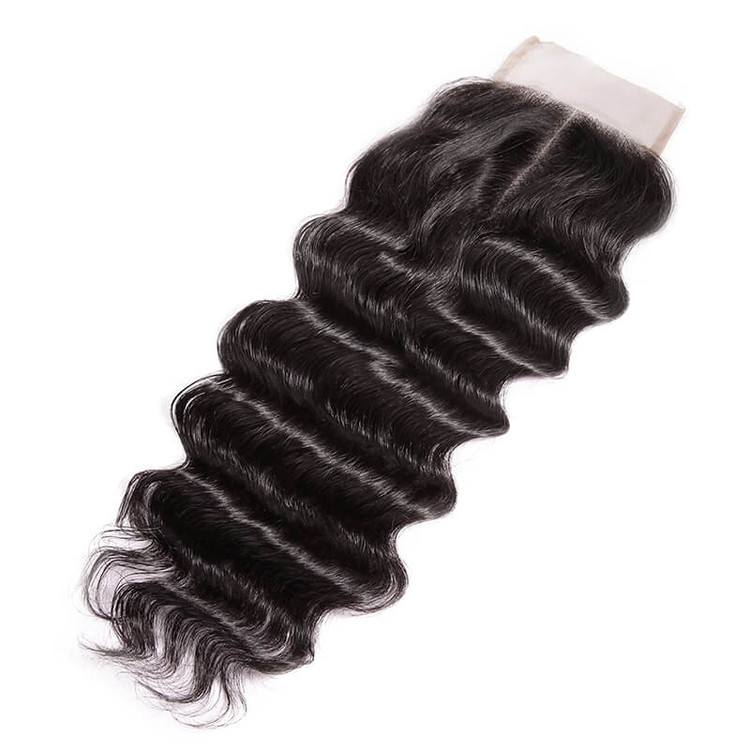 Fechamento de renda de cabelo virgem liso, 4*4 fechamento encaracolado solto para mulheres 0