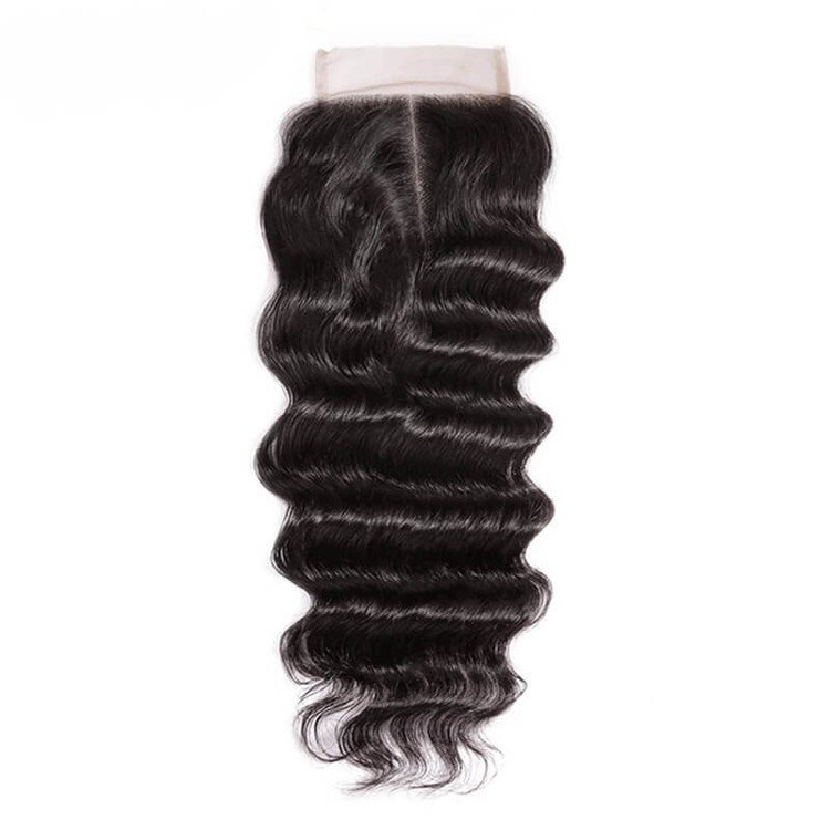 Fechamento de renda de cabelo virgem liso, 4*4 fechamento encaracolado solto para mulheres 1