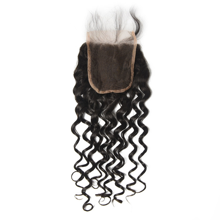 Billigaste Virgin Hair Water Wave Lace Closure, Natural Back 0