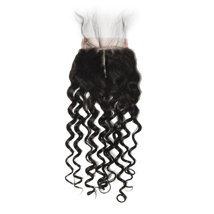 Billigaste Virgin Hair Water Wave Lace Closure, Natural Back 1