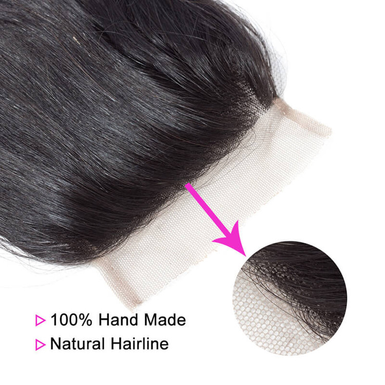 Fechamento de renda de onda natural de cabelo virgem quente 4*4 ofertas, 12-26 polegadas 1