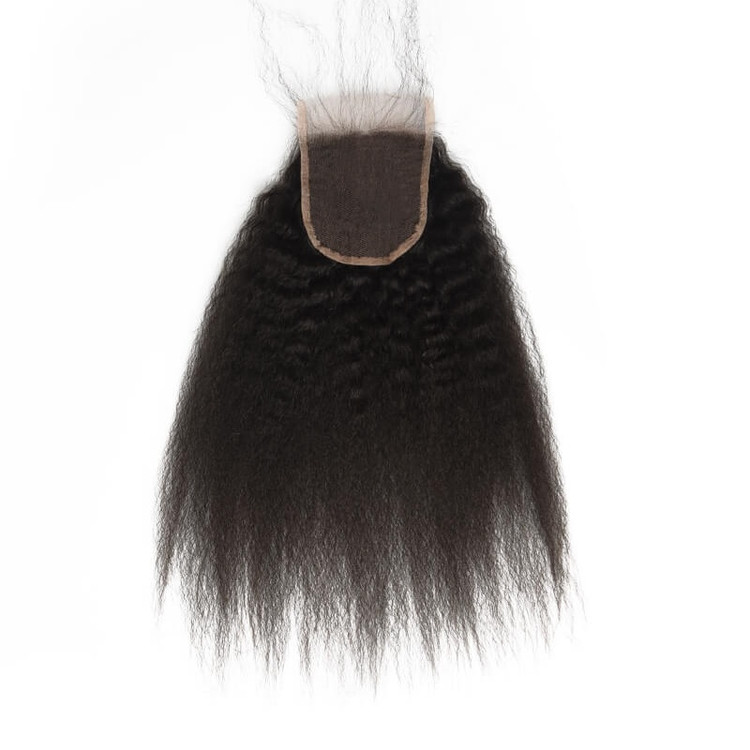 Kinky Straight Lace Closure Fabriqué par de vrais cheveux vierges en vente 0