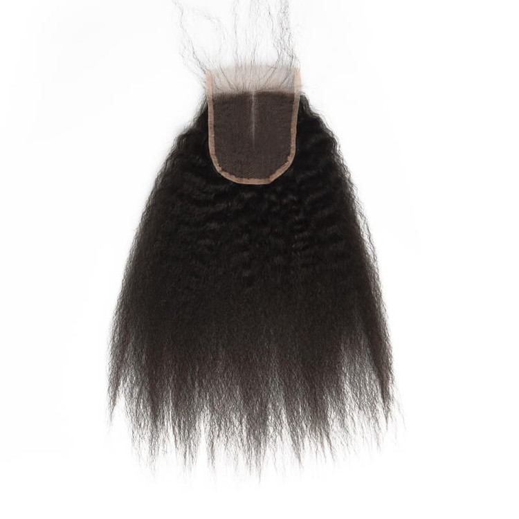 Cierre de encaje recto rizado hecho con cabello virgen real a la venta 2