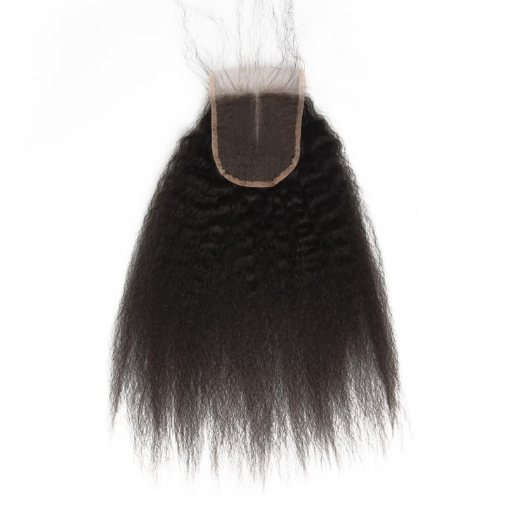 Kinky Straight Lace Closure Fabriqué par de vrais cheveux vierges en vente 2