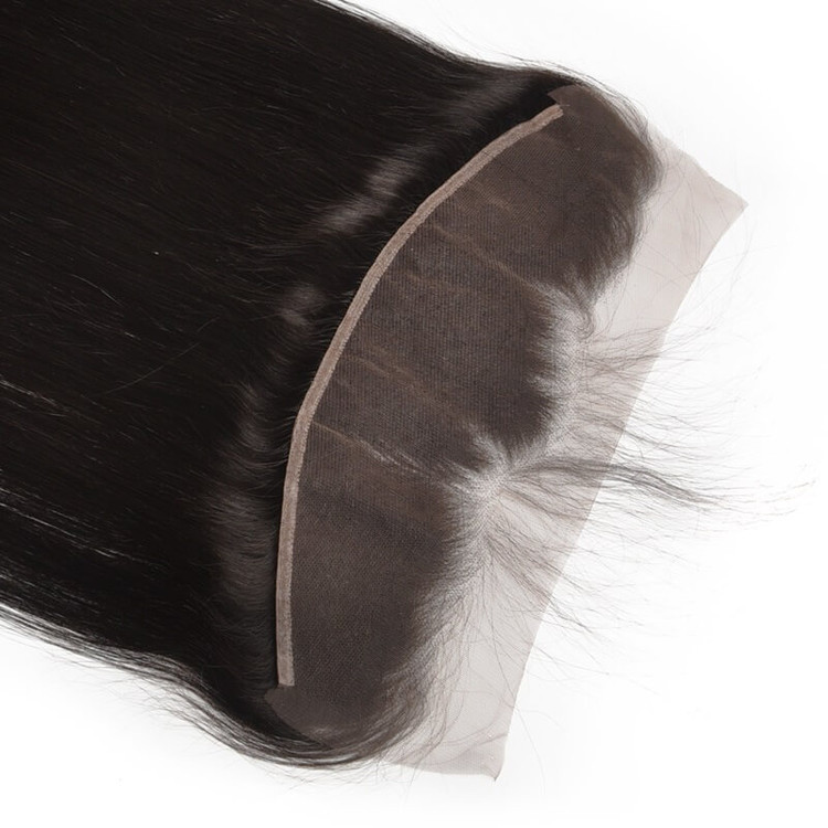 Frontal de renda reta de seda feita por cabelo virgem real à venda 8A 2