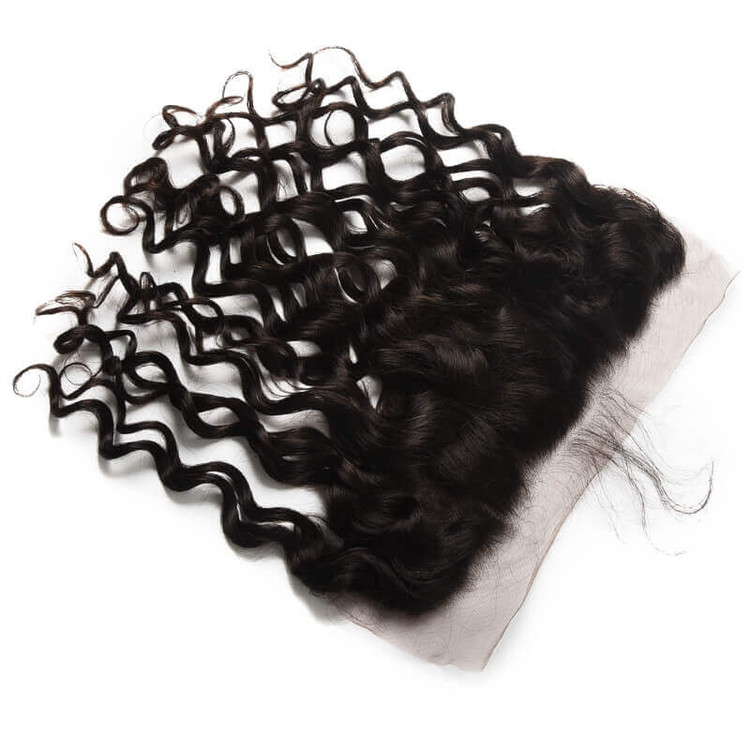 13*4 Obehandlat Virgin Hair Natural Wave Lace Frontal Natural Color 1