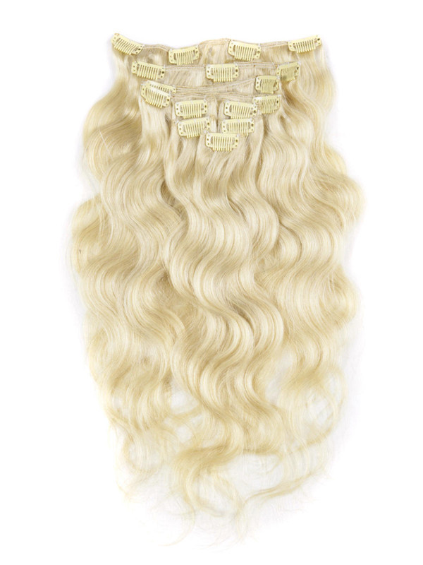 Bleach White Blonde(#613) Ultimate Body Wave Clip i Remy Hair Extensions 9 delar 1