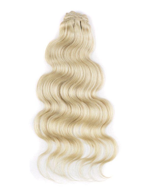 Bleach White Blonde (#613) Ultimate Body Wave Clip In Remy Hair Extensions 9 Stück 2