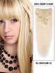 Bleach White Blonde(#613) Premium Straight Clip In Hair Extensions 7 Pieces 0 small