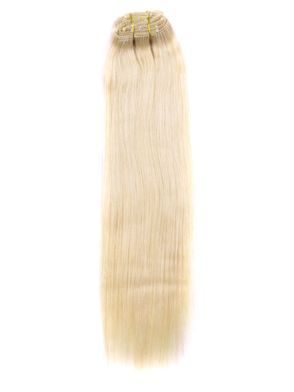 Bleach White Blonde(#613) Premium Straight Clip In Hair Extensions 7 Pieces 3