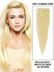 Bleach White Blonde (# 613) Clip recto de lujo en extensiones de cabello humano 7 piezas 0 small