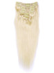 Bleach White Blonde(#613) Deluxe Straight Clip In Human Hair Extensions 7 Pieces 2 small