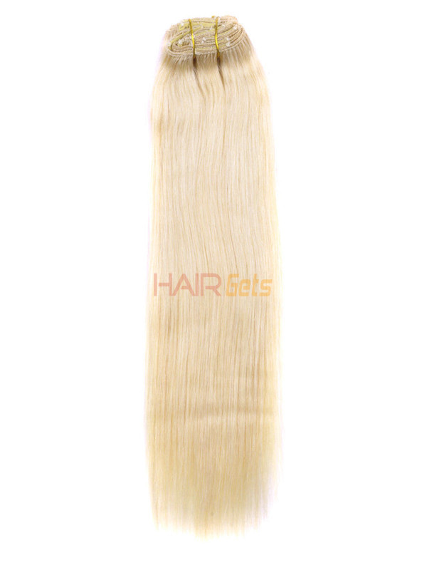 Bleach White Blonde (#613) Deluxe Straight Clip In Echthaarverlängerungen 7 Stück 5