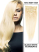 Bleach White Blonde(#613) Ultimate Straight Clip In Remy Hair Extensions 9 Pieces 0 small