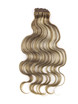 Kastanjebruin/Blond (#F6-613) Premium Body Wave Clip In Hair Extensions 7 stuks 1 small