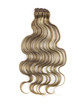 Marrón castaño/rubio (#F6-613) Extensiones de cabello humano con clip de ondas corporales de lujo 7 piezas-np 0 small