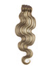 Marrón castaño/rubio (#F6-613) Extensiones de cabello humano con clip de ondas corporales de lujo 7 piezas-np 1 small