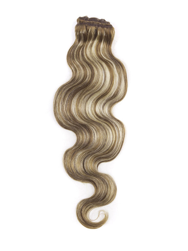 Kastanjebruin/Blond (#F6-613) Ultimate Body Wave Clip In Remy Hair Extensions 9 stuks 2