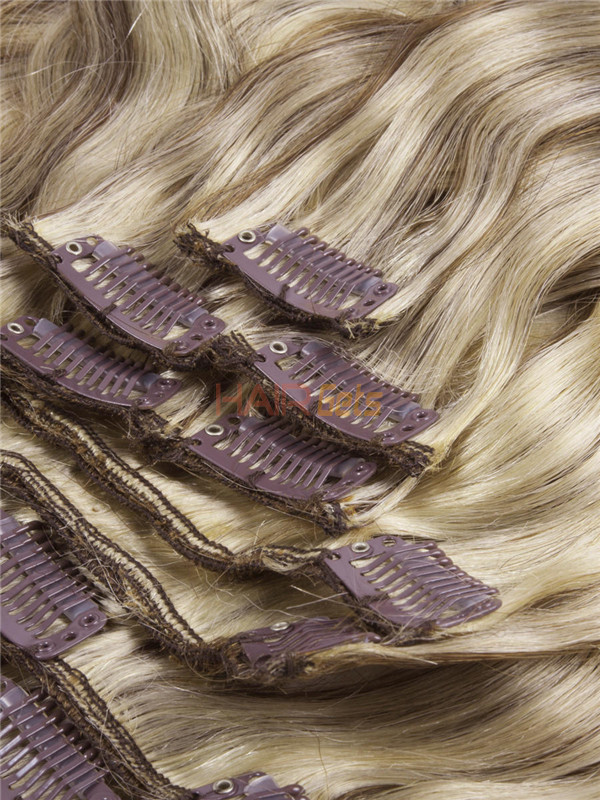 Каштановый коричневый / блондин (# F6-613) Ultimate Body Wave Clip In Remy Hair Extensions 9 шт. 3