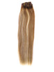 Kastanjebruin/Blond (#F6-613) Deluxe Straight Clip In Human Hair Extensions 7 stuks 3 small