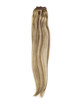 Kastanjebruin/Blond (#F6-613) Ultieme rechte Clip In Remy Hair Extensions 9 stuks 2 small