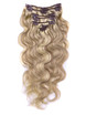 Golden Brown/Blonde(#F12-613) Deluxe Body Wave Clip In Human Hair Extensions 7 Pieces 0 small