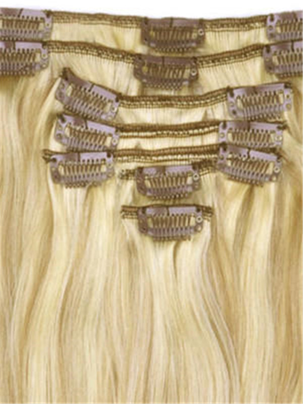 Marrón dorado/rubio (#F12-613) Clip recto premium en extensiones de cabello 7 piezas 0