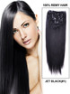 Jet Black(#1) Premium Straight Clip en extensiones de cabello 7 piezas 0 small