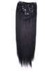 Jet Black(#1) Premium Straight Clip In Hair Extensions 7 stk 1 small