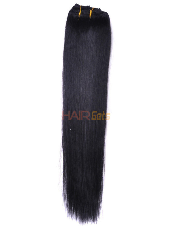 Jet Black(#1) Premium Straight Clip In Hair Extensions 7 stk 2