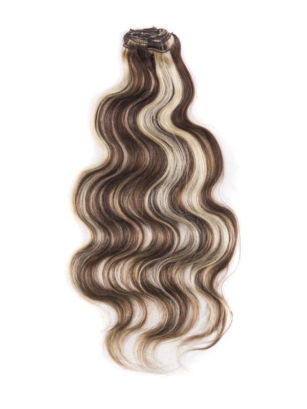 Brown/Blonde(#P4-22) Ultimate Body Wave Clip In Remy Hair Extensions 9 Pieces 1