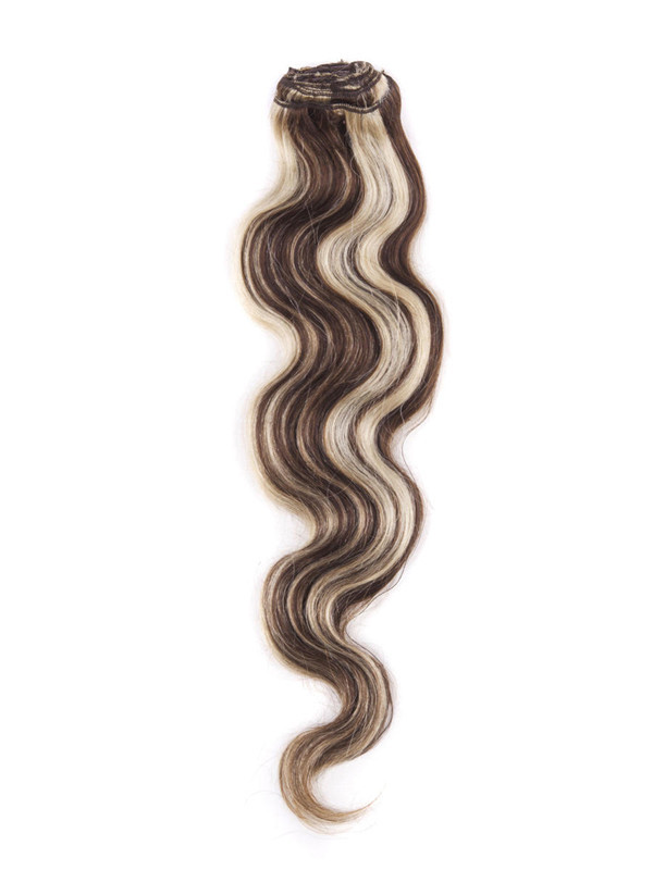 Brun/blond(#P4-22) Ultimate Body Wave Clip In Remy Hair Extensions 9 stk. 2