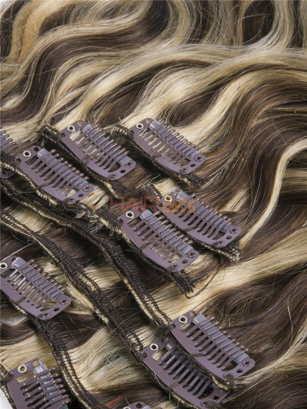 Brown/Blonde(#P4-22) Ultimate Body Wave Clip In Remy Hair Extensions 9 Pieces 3