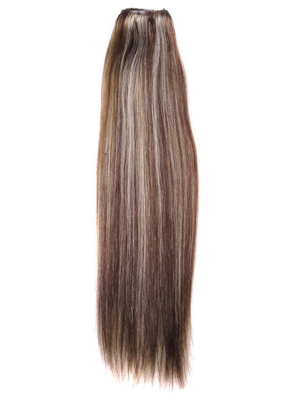 Brown/Blonde(#P4-22) Premium Straight Clip In Hair Extensions 7 Pieces 2