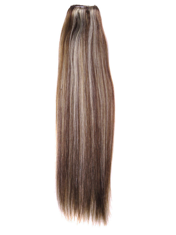 Marrón / Rubio (# P4-22) Extensiones de cabello con clip recto premium 7 piezas 2