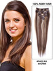 Brown/Blonde(#P4-22) Deluxe Straight Clip In Human Hair Extensions 7 Pieces 0 small