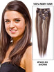 Bruin/Blond (#P4-22) Deluxe Straight Clip In Human Hair Extensions 7 stuks 0 small