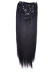 Jet Black(#1) Straight Deluxe Clip-in Extensions van echt haar 7 stuks 1 small