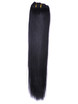 Jet Black(#1) Straight Deluxe Clip In Human Hair Extensions 7 Pieces 2 small