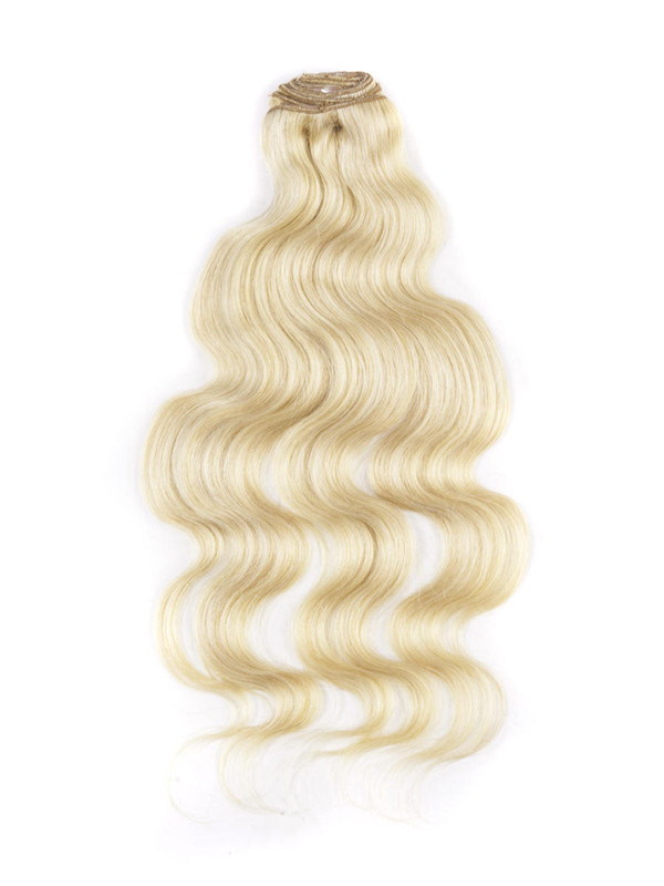 Ash/Vit Blond(#P18-613) Ultimate Body Wave Clip i Remy Hair Extensions 9 delar 1