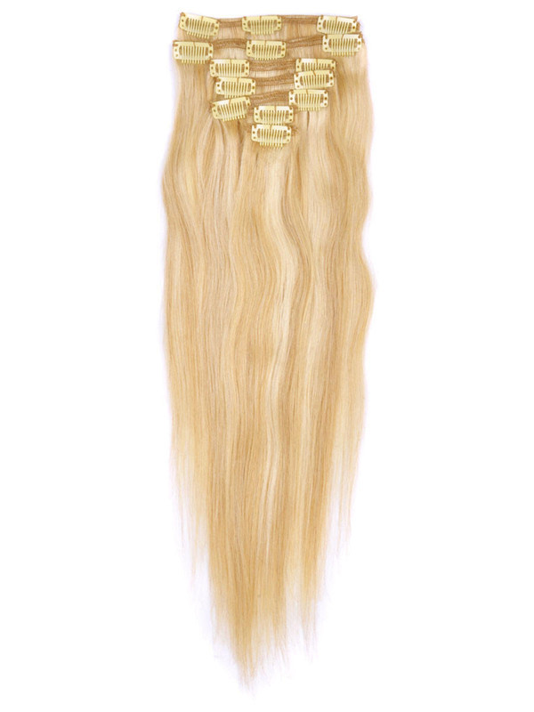 Ash/White Blonde(#P18-613) Premium Straight Clip In Hair Extensions 7 Pieces 2