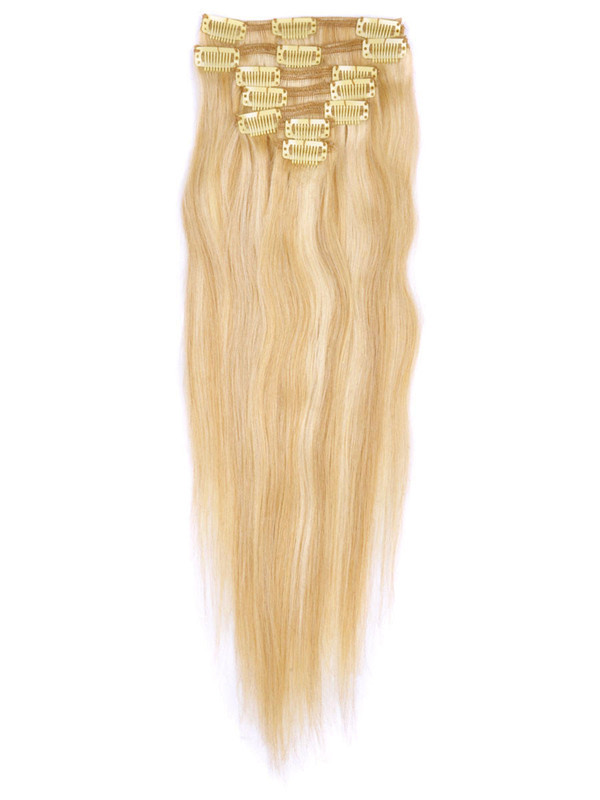 As/Wit Blond (#P18-613) Premium Straight Clip In Hair Extensions 7 Stuks 2