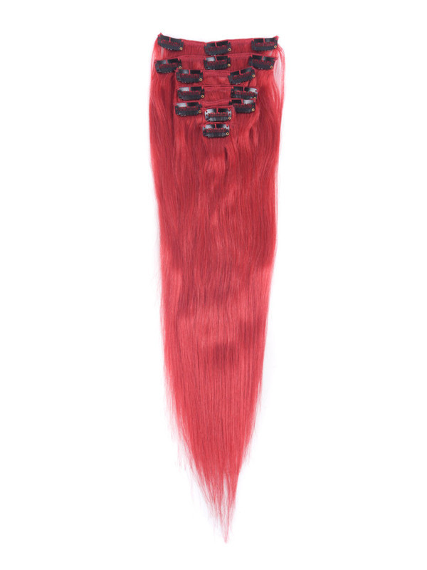 Rojo (#Rojo) Premium Straight Clip en extensiones de cabello 7 piezas 3