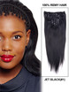 Jet Black (# 1) Straight Ultimate Clip en extensiones de cabello Remy 9 piezas 0 small