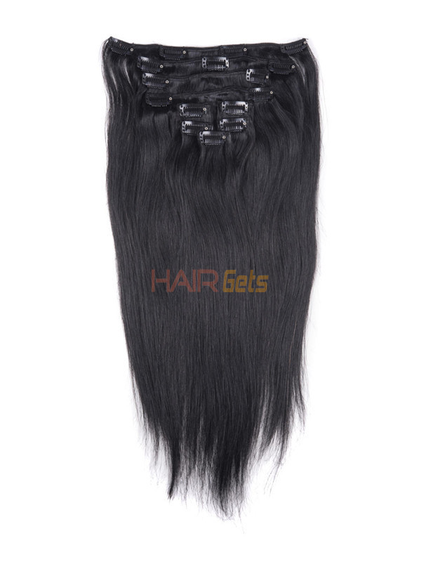 Jet Black(#1) Straight Ultimate Clip In Remy Hair Extensions 9 Stück 1