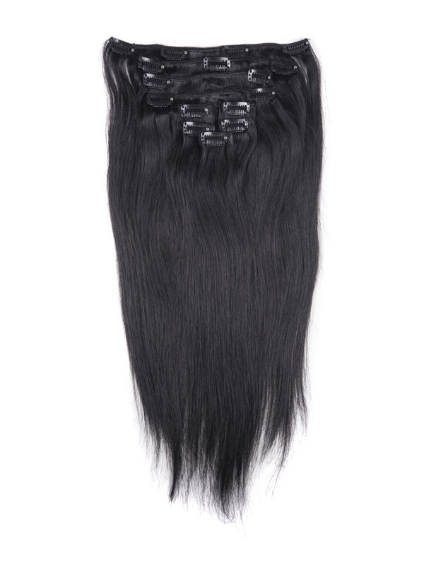Jet Black (# 1) Straight Ultimate Clip In Remy Hair Extensions 9 шт. 1